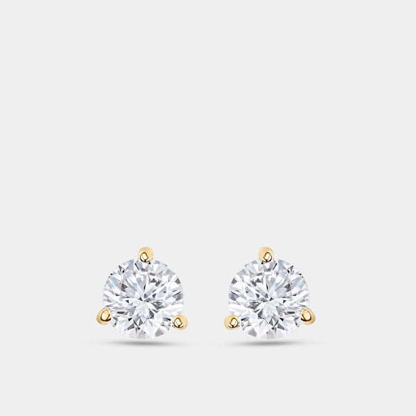 1 Carat Lab-Grown Diamond Round-Shaped Three-Prong Martini Solitaire Studs — GILDED New York