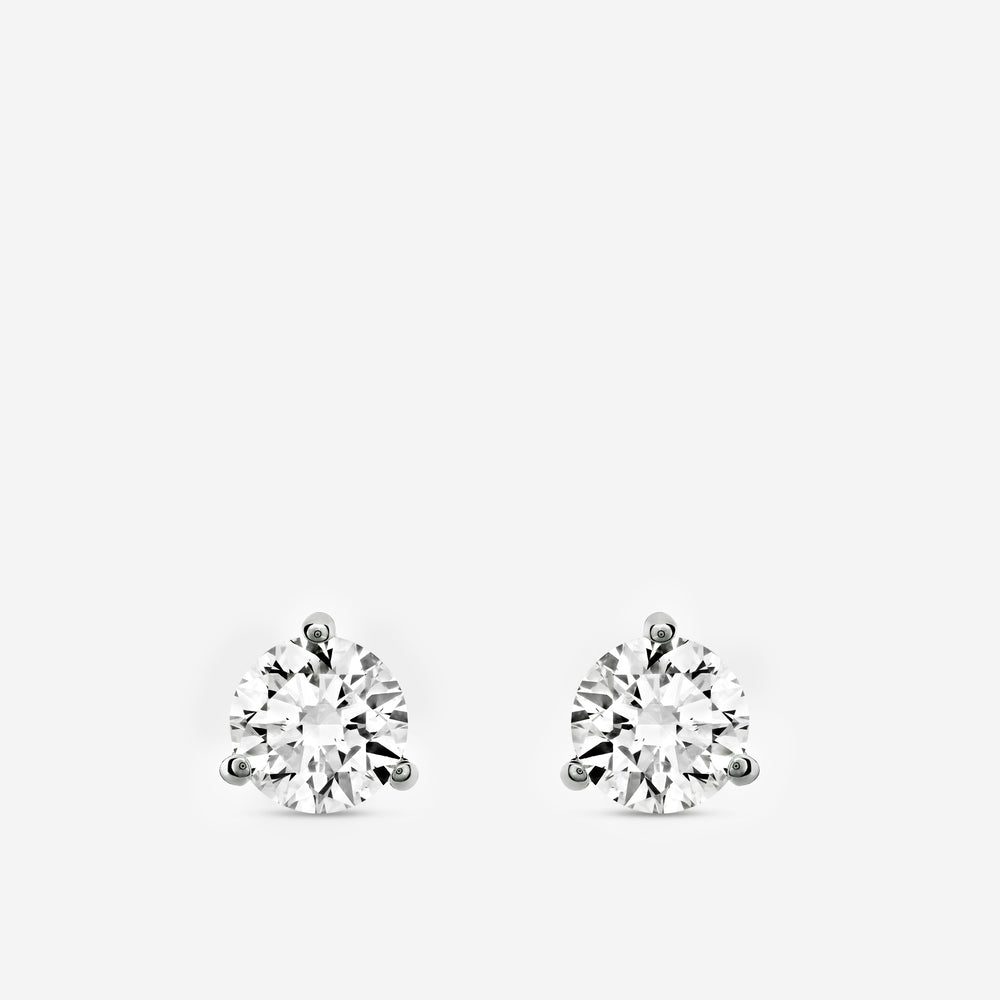 Gilded 1 and 1/2 Carat Lab-Grown Diamond Round-Shaped Three-Prong Martini Solitaire Studs