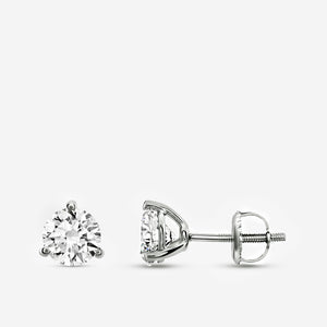 Gilded 1 and 1/2 Carat Lab-Grown Diamond Round-Shaped Three-Prong Martini Solitaire Studs