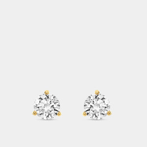 Gilded 1 and 1/2 Carat Lab-Grown Diamond Round-Shaped Three-Prong Martini Solitaire Studs