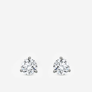 Gilded 2 Carat Lab-Grown Diamond Round-Shaped Three-Prong Martini Solitaire Studs
