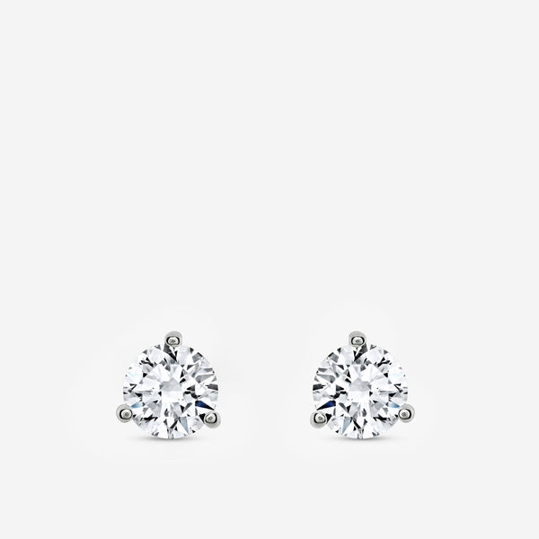 2 Carat Lab-Grown Diamond Round-Shaped Three-Prong Martini Solitaire Studs — GILDED New York