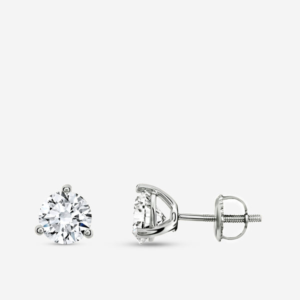 2 Carat Lab-Grown Diamond Round-Shaped Three-Prong Martini Solitaire Studs — GILDED New York