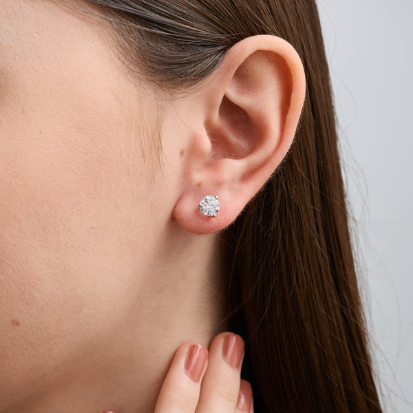2 Carat Lab-Grown Diamond Round-Shaped Three-Prong Martini Solitaire Studs — GILDED New York