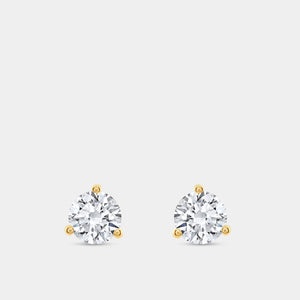 Gilded 2 Carat Lab-Grown Diamond Round-Shaped Three-Prong Martini Solitaire Studs