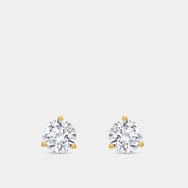 2 Carat Lab-Grown Diamond Round-Shaped Three-Prong Martini Solitaire Studs — GILDED New York