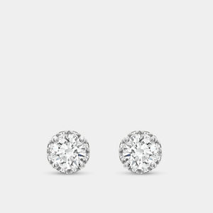 Gilded 1 and 1/2 Carat Lab-Grown Diamond Round-Shaped Hidden Halo Stud Plus
