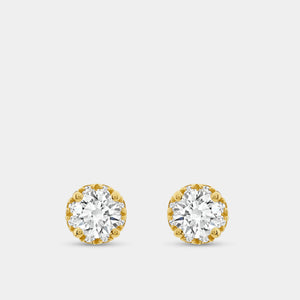 Gilded 1 and 1/2 Carat Lab-Grown Diamond Round-Shaped Hidden Halo Stud Plus