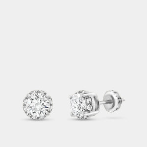 Gilded 1 and 1/2 Carat Lab-Grown Diamond Round-Shaped Hidden Halo Stud Plus