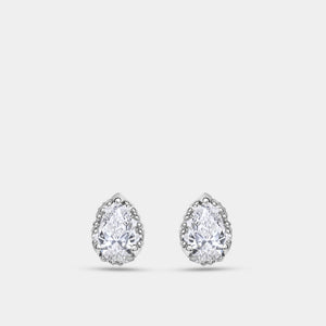 Gilded 1 and 1/4 Carat Lab-Grown Diamond Pear-Shaped Hidden Halo Stud Plus