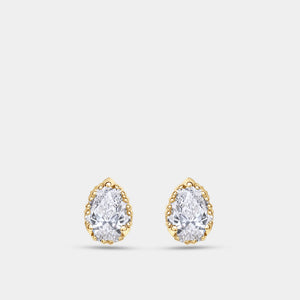 Gilded 1 and 1/4 Carat Lab-Grown Diamond Pear-Shaped Hidden Halo Stud Plus