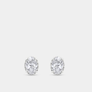 Gilded 1 and 3/8 Carat Lab-Grown Diamond Oval-Shaped Hidden Halo Stud Plus