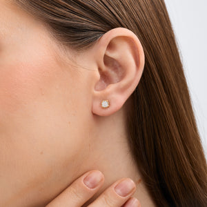 Gilded 1/2 Carat Lab-Grown Diamond Princess-Cut Hidden Halo Stud Plus
