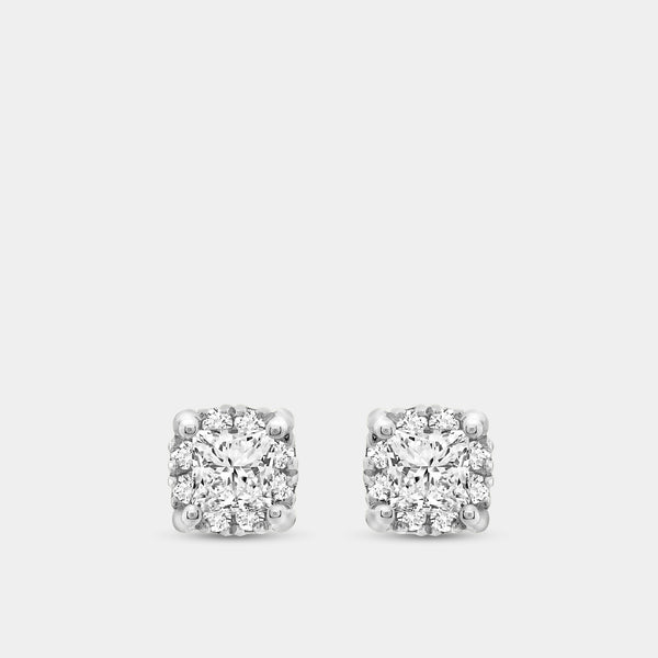 Gilded 1/2 Carat Lab-Grown Diamond Princess-Cut Hidden Halo Stud Plus