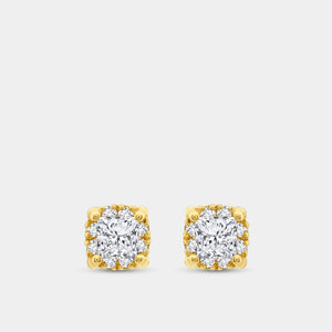 Gilded 1/2 Carat Lab-Grown Diamond Princess-Cut Hidden Halo Stud Plus