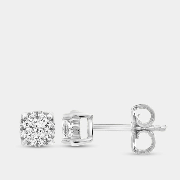 Gilded 1/2 Carat Lab-Grown Diamond Princess-Cut Hidden Halo Stud Plus