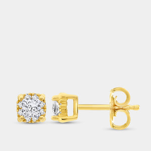 Gilded 1/2 Carat Lab-Grown Diamond Princess-Cut Hidden Halo Stud Plus