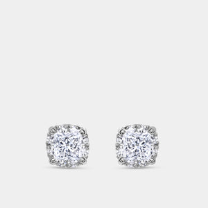 Gilded 1 Carat Lab-Grown Diamond Princess-Cut Hidden Halo Stud Plus