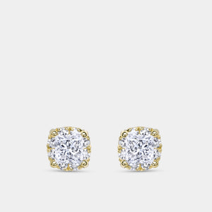 Gilded 1 Carat Lab-Grown Diamond Princess-Cut Hidden Halo Stud Plus