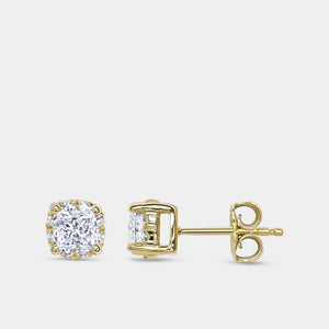 Gilded 1 Carat Lab-Grown Diamond Princess-Cut Hidden Halo Stud Plus