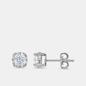 Gilded 1 Carat Lab-Grown Diamond Princess-Cut Hidden Halo Stud Plus
