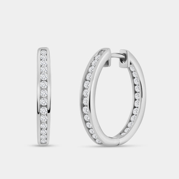 1/2 Carat Lab-Grown Diamond Inside-Out Channel-Set Hoops — GILDED New York