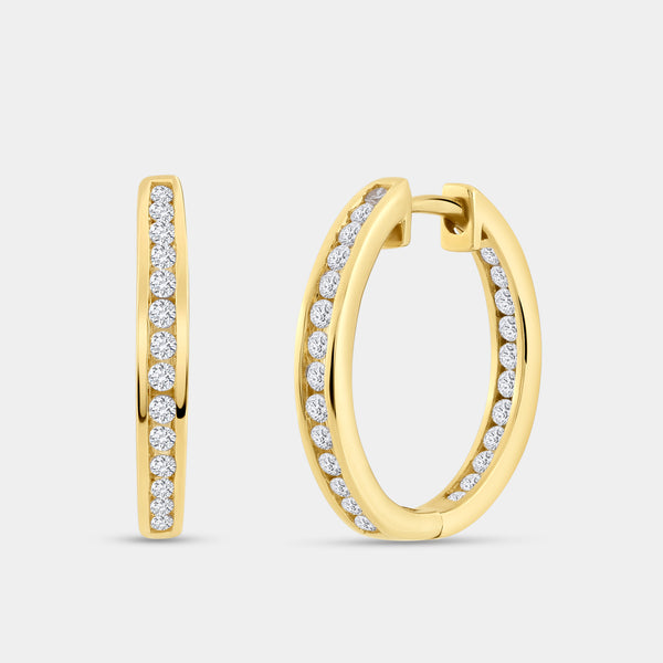 1/2 Carat Lab-Grown Diamond Inside-Out Channel-Set Hoops — GILDED New York