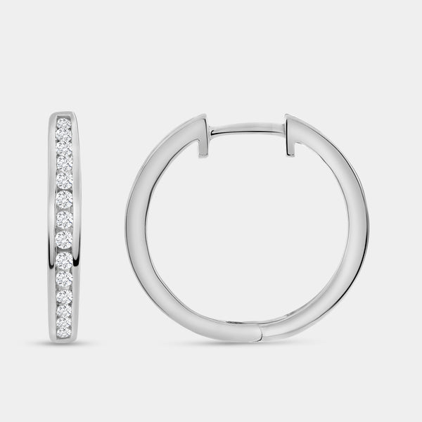 1/2 Carat Lab-Grown Diamond Inside-Out Channel-Set Hoops — GILDED New York