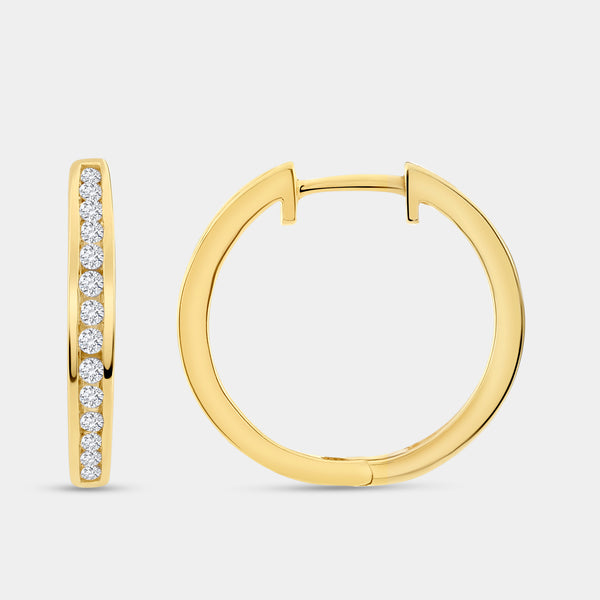 1/2 Carat Lab-Grown Diamond Inside-Out Channel-Set Hoops — GILDED New York