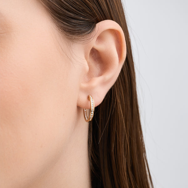 1/2 Carat Lab-Grown Diamond Inside-Out Channel-Set Hoops — GILDED New York