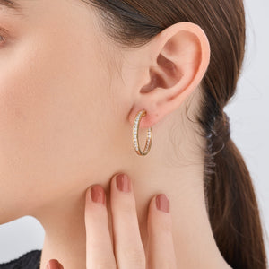 Gilded 1 and 1/2 Carat Lab-Grown Diamond Inside-Out Channel-Set Hoops