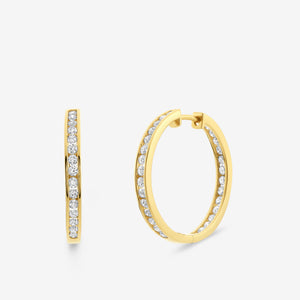 Gilded 1 and 1/2 Carat Lab-Grown Diamond Inside-Out Channel-Set Hoops