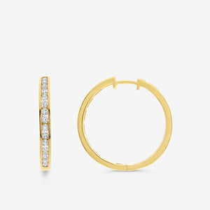 Gilded 1 and 1/2 Carat Lab-Grown Diamond Inside-Out Channel-Set Hoops