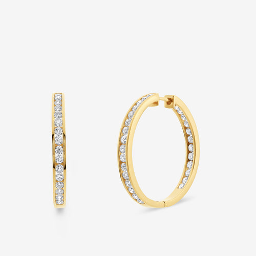 Gilded 2 Carat Lab-Grown Diamond Inside-Out Channel-Set Hoops