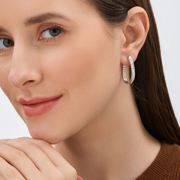 Gilded 2 Carat Lab-Grown Diamond Channel-Set Oval Hoops