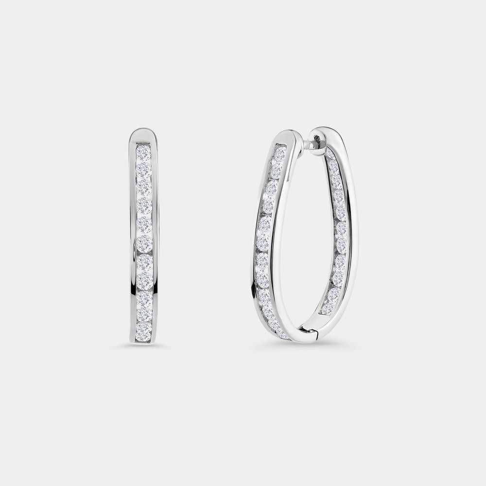 Gilded 2 Carat Lab-Grown Diamond Channel-Set Oval Hoops