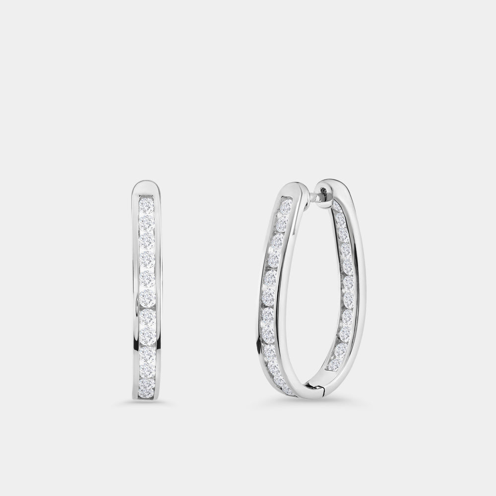 Gilded 2 Carat Lab-Grown Diamond Channel-Set Oval Hoops