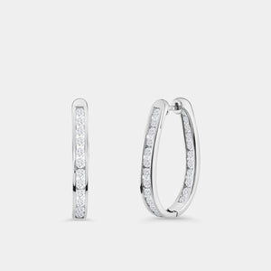 Gilded 2 Carat Lab-Grown Diamond Channel-Set Oval Hoops