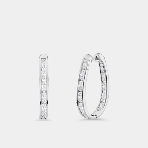 Gilded 2 Carat Lab-Grown Diamond Channel-Set Oval Hoops