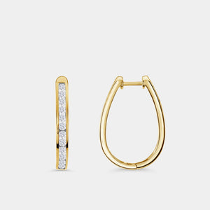 Gilded 2 Carat Lab-Grown Diamond Channel-Set Oval Hoops