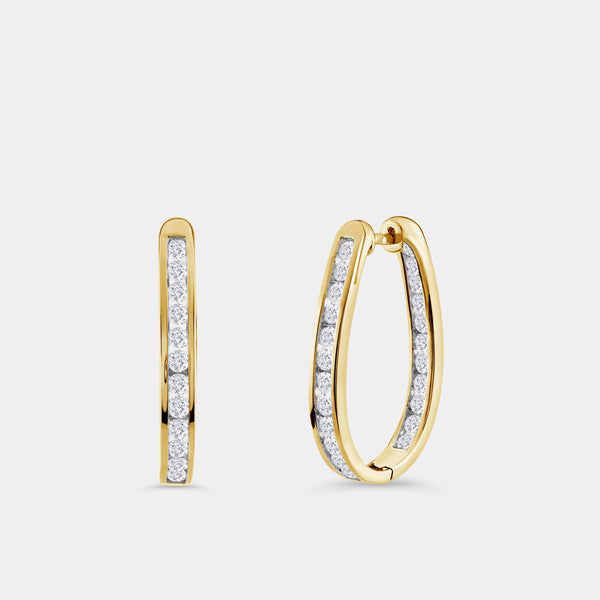 Gilded 2 Carat Lab-Grown Diamond Channel-Set Oval Hoops
