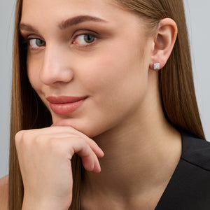 Gilded 1 Carat Lab-Grown Diamond Round-Shaped Stud Plus with a Cushion Halo
