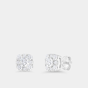 Gilded 1 Carat Lab-Grown Diamond Round-Shaped Stud Plus with a Cushion Halo