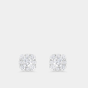 Gilded 1 Carat Lab-Grown Diamond Round-Shaped Stud Plus with a Cushion Halo
