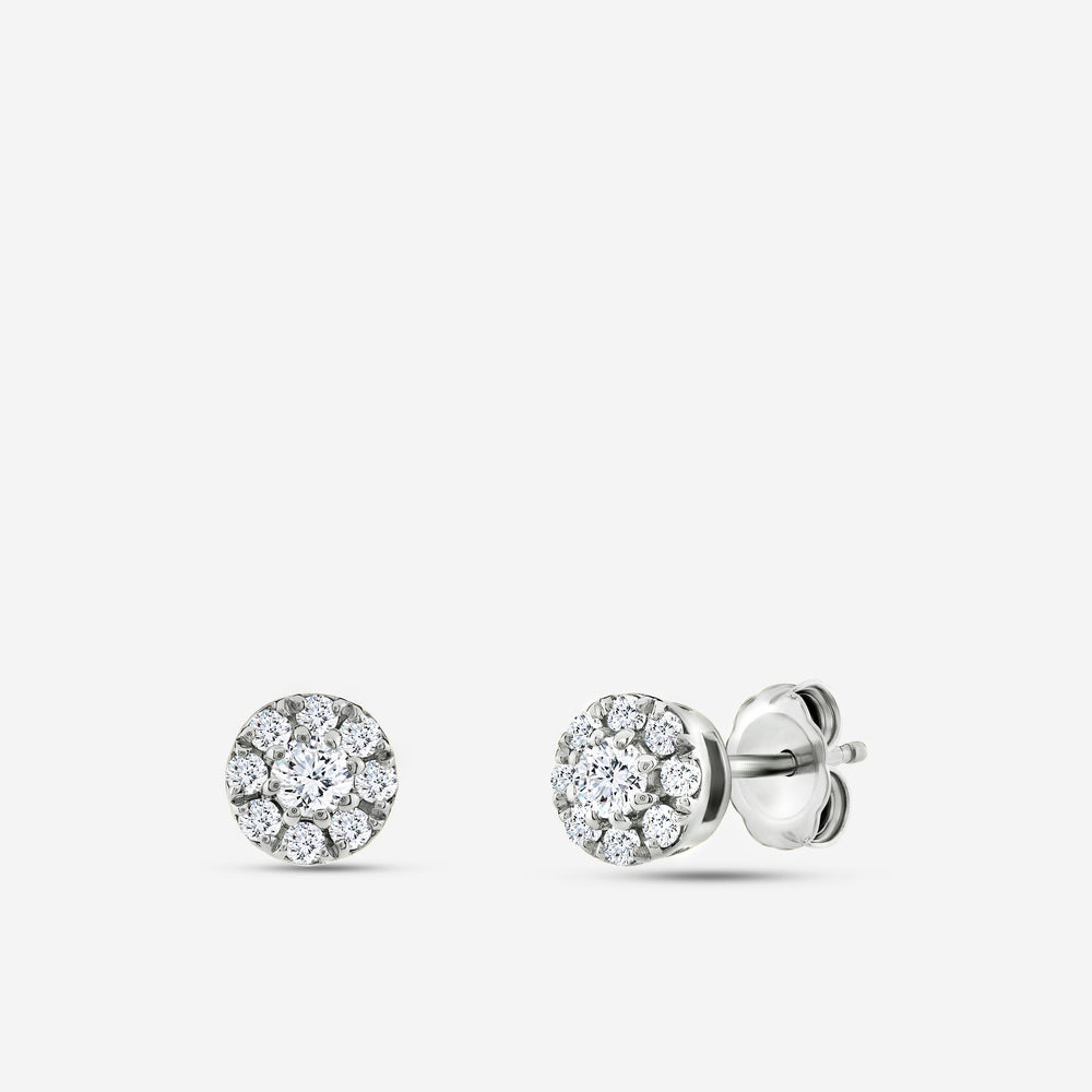 Gilded 1/4 Carat Lab-Grown Diamond Round-Shaped Solitaire Stud Plus with a Classic Halo