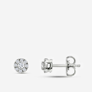 Gilded 1/4 Carat Lab-Grown Diamond Round-Shaped Solitaire Stud Plus with a Classic Halo