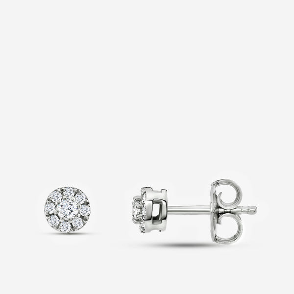 Gilded 1/4 Carat Lab-Grown Diamond Round-Shaped Solitaire Stud Plus with a Classic Halo