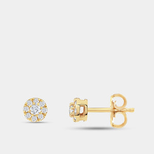 Gilded 1/4 Carat Lab-Grown Diamond Round-Shaped Solitaire Stud Plus with a Classic Halo