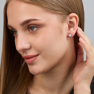 Gilded 1/2 Carat Lab-Grown Diamond Round-Shaped Solitaire Stud Plus with a Classic Halo