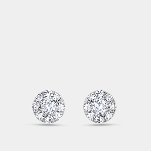 Gilded 1/2 Carat Lab-Grown Diamond Round-Shaped Solitaire Stud Plus with a Classic Halo